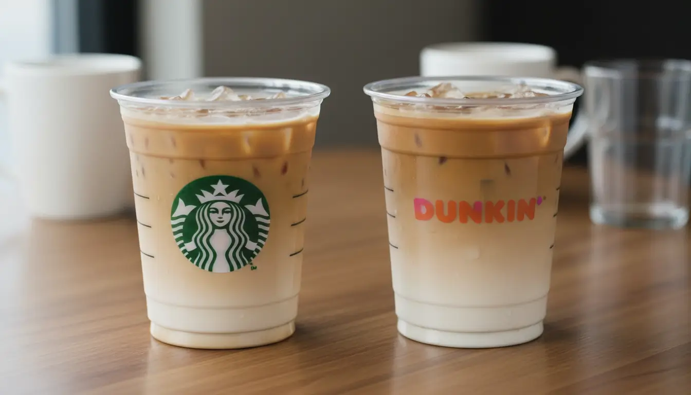 Side-by-side comparison of dunkin vs starbucks protein drinks