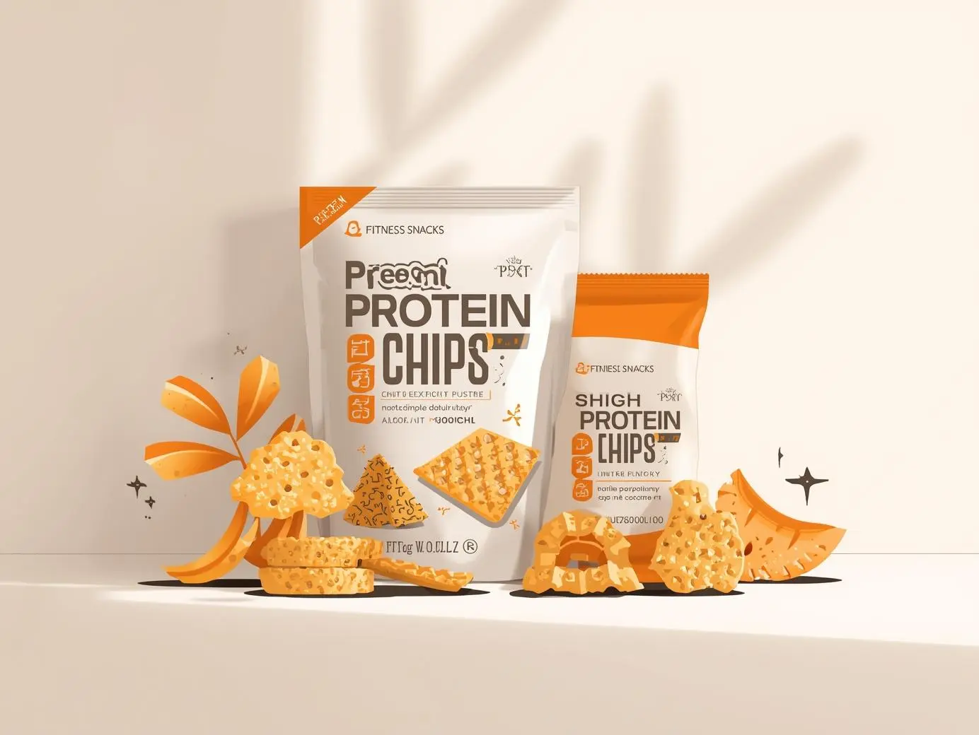 Protein chips bags with assorted high protein crisps displayed